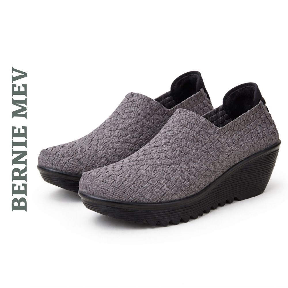 Bernie Mev Woven Wedge Shoes Grey Size 38 Comfort